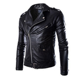2018 Brand Autumn Spring Casual Zipper  Leather Jacket Motorcycle Leather Jacket Slim  Mens Jackets And Coats Black White - webtekdev