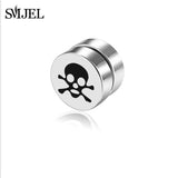 SMJEL Rock Strong Magnet Magnetic Health Care Ear Stud Non Piercing Earrings Skull David Star Tai Chi Earings Jewelry Mens Women - webtekdev