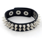 Gothic Delicate Cuspidal Spikes Rivet Cone Stud Cuff Black Leather Bracelets & Bangles Punk Bracelet For Women Men Jewelry - webtekdev