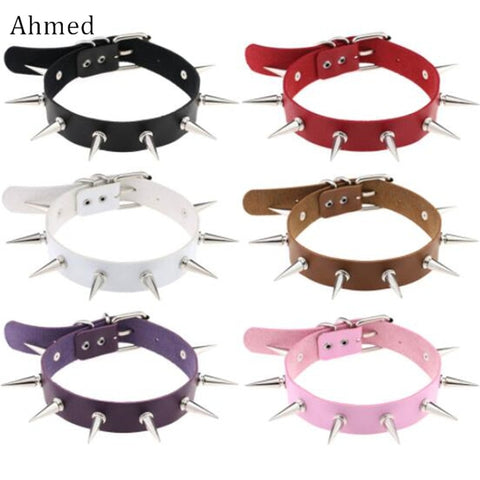 Ahmed Harajuku Punk Rivet Choker Belt Necklace for Women Pu Leather Chocker Necklace for Women Party Club Sexy Girl Jewelry - webtekdev