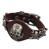 New Design Jewelry Multicolor Punk Rock Evil Skull Genuine Leather Wrap Bracelet for Women Men Ride Wristband Bracelets Cuff - webtekdev