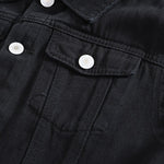 Sokotoo Men's black jean vest Slim fringe denim waistcoat Sleeveless tank top - webtekdev