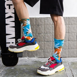 PEONFLY New Personality Printing White Maple Leaves Men Colorful Cotton Socks Hip Hop Street Skater Sock Male Autumn Winter - webtekdev