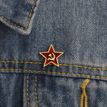 Red Star Hammer Sickle Enamel pin Communism Emblem Soviet Union Symbol Ussr Brooch Metal badge Denim Jeans Shirt Bag Accessories - webtekdev