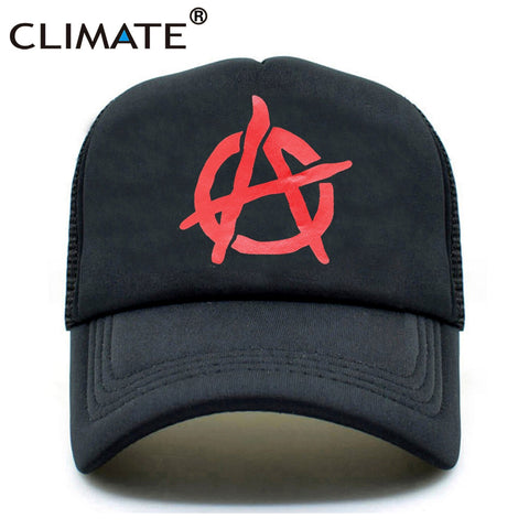 CLIMATE New Anarchy Cap Men Bedlam Evil Anarchist Trucker Caps Summer Cool Cap Mesh Black Baseball Net Trucker Cap Hat for Men - webtekdev