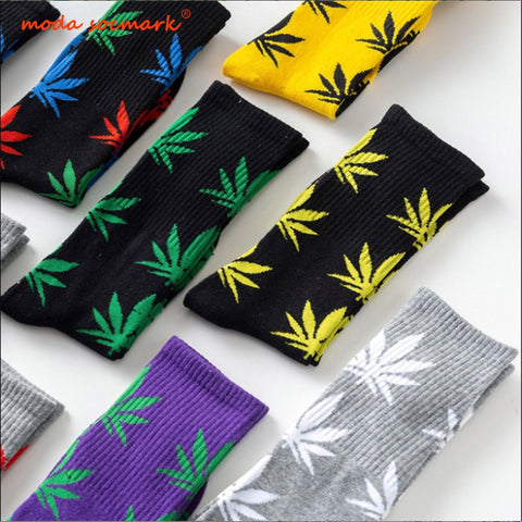 Moda Socmark Funny Socks Men Comfortable High Quality Cotton Happy Hemp Leaf Maple Casual Long Weed Crew Sock Dress Harajuku - webtekdev