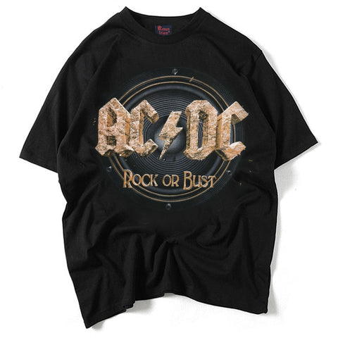 2018 AC/DC band rock T Shirt Mens acdc rock or bust T-shirts Print Casual Tshirt O Neck Hip Hop Short Sleeve cotton Top - webtekdev