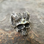 Unique Horned Devil Skull Rings Mens Satan Demon Stainless Steel Ring Silver Punk Biker Jewelry - webtekdev