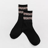 Hot Retro Leopard Print Cotton Blends Women Socks Fashion High Street Popular Stripe Leopard Socks Spring Summer Cool Cozy Socks - webtekdev