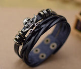 New Fashion Punk Gothic Rock Cuspidal  Leather Wristband Skeleton Bangle Wide Cuff Bracelet For Men Women jewelry (20.5cm) - webtekdev