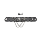 Men's Black PU Leather Bullet Wristband Adjustable Skull Metal Chain Bracelet Punk Biker Rock Gothic 1pc Cool Bracelet - webtekdev