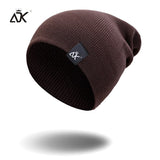 Cotton Blends Hip Hop Beanies For Girl Winter Cap Label Knitted Hat Female Unisex Solid Color Bonnet Casual Slouchy Skullies - webtekdev