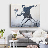 Love Is In The Air by Banksy Wall Art Decor Canvas Painting Calligraphy Poster Print Decorative Picture Living Room Home Decor - webtekdev