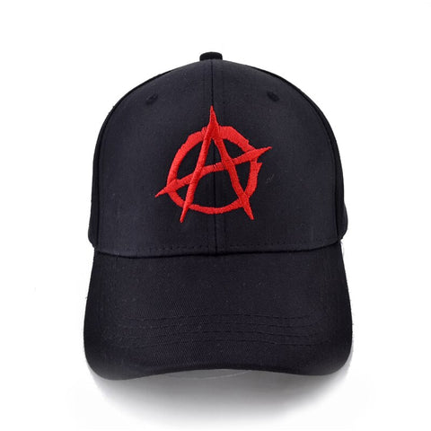 men women Print Casual Baseball Cap Men Brand Anarchy Symbol hat - Punk Rock hats Bedlam Evil Anarchist War Rocker (Black) - webtekdev