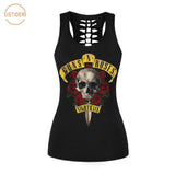 ISTider 2017 New Summer Punk Rock Style 3D Tank Top Women Fashion GUNS N ROSES T Shirt Sleeveless Vest Sexy Hollow Out Shirt - webtekdev