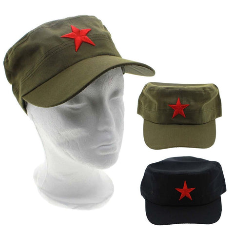 Fashion 1Pcs Cotton Fabric Adjustable Casual China Green Flat Hats Hot Red Star Unisex Retro Chinese Patrol Army Cap Gifts - webtekdev