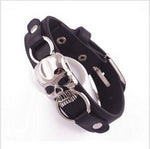 Vintage Retro Rivet Punk Cool Hip Hop Accessorie Leather Skull Skeleton Biker Bracelet Mens Jewelry (as picture) - webtekdev