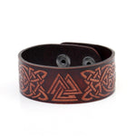 Dawapara Talisman Wicca Slavic Badge Knot Wolf Viking Studded Cuff Wristband Genuine Leather Men Bracelet (Red 20cm) - webtekdev