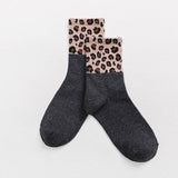 Hot Retro Leopard Print Cotton Blends Women Socks Fashion High Street Popular Stripe Leopard Socks Spring Summer Cool Cozy Socks - webtekdev