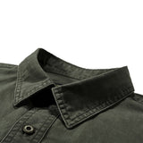 Men shirt Casual Slim Fit Embroidery Military Pure Color Pocket Short Sleeve shirts mens dress shirts camisas masculina c0603 - webtekdev