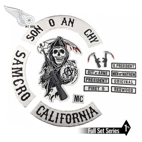 SOA Original Son of embroidery back patch anarchy black iron on patches for clothing motorcycle club 35CM - webtekdev