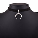 2019 New Design Black Velvet Ribbon Choker Necklace Gothic Handmade With Charm Moon Pendant Gothic Emo For Women Collares Mujer - webtekdev