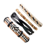 XINYAO Black Wristband Genuine Leather Charm Bracelet Sets Men Jewelry Punk Vintage Braided Leather Bracelet For Men Male - webtekdev