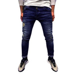 Men's Pants Big Size Mens Skinny Stretch Denim Pants Distressed Ripped Freyed Slim Fit Jeans Trousers ankle-length men's Pants - webtekdev