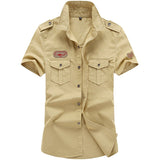 MANLI Plus Size M-6XL 2018 Men Summer Outdoor Short Sleeve Shirt Man 100% Pure Cotton Afs Jeep Khaki Shirts Army Green Clothing - webtekdev