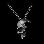 Broken Damaged Half Face Skull Pendant Necklace Men's Fashion Biker Rock Punk Jewelry Antique Silver Color, Chain length 45cm - webtekdev