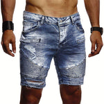 Summer denim shorts fashion Washed Ripped Hole Shorts Casual Slim Fit High Quality Solid color men's shorts plus size XXL - webtekdev