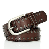 Women's Genuine Leather Studded Belt - webtekdev