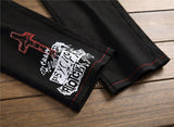 Mcikkny Brand Men's Punk Straight Jeans Letter Printed Denim Trousers Male Streetwear Hip Hop Jeans Pants Multi-pockets - webtekdev