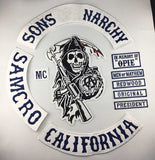 SOA Original Son of embroidery back patch anarchy black iron on patches for clothing motorcycle club 35CM - webtekdev