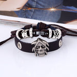 Original Design Steampunk Men's Bracelet Wristband Cuff Skeleton Studded Skull Bangle Leather Woven Snake Chain Bracelet Jewelry - webtekdev