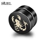 SMJEL Rock Strong Magnet Magnetic Health Care Ear Stud Non Piercing Earrings Skull David Star Tai Chi Earings Jewelry Mens Women - webtekdev