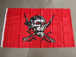 90*150cm Red Caribbean Jolly Roger Pirate Flag with Brass Grommets (90 x 150cm) - webtekdev
