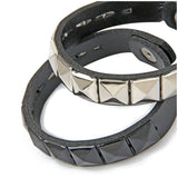 2X Bracelet leather strap metal retro square rivets Bracelet (Silver Plated) - webtekdev