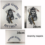 SOA Original Son of embroidery back patch anarchy black iron on patches for clothing motorcycle club 35CM - webtekdev