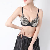 Sexy Bras Women Party  2017 New All-over Spike Rivet Metallic Punk Dance push up  Bra Nightclub Brutal bralette encaje#Z20 - webtekdev
