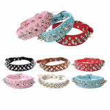 2018 Fashion Pets Puppy Dog Collars Adjustable PU Leather Punk Rivet Spiked Studded Collar Neck Straps - webtekdev