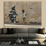 Banksy Peace Cannot Be Kept By Force Canvas Painting Posters Print Marble Wall Art Painting Decorative Picture Modern Home Decor - webtekdev