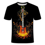 New Men's 3D printed T-Shirt rock&roll tshirt Musical guitar Elastic Breathable Summer American Casual orchestra band Asian size - webtekdev
