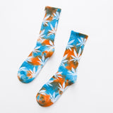 PEONFLY New Personality Printing White Maple Leaves Men Colorful Cotton Socks Hip Hop Street Skater Sock Male Autumn Winter - webtekdev
