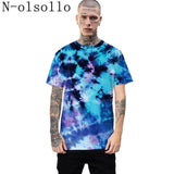 N-olsollo New Fashion Gradual Tie-dyed Mens Tshirts 2019 Summer T-shirts Couple Clothes Knitted Loose Casual Male Tee Shirts Top - webtekdev