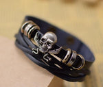 New Fashion Punk Gothic Rock Cuspidal  Leather Wristband Skeleton Bangle Wide Cuff Bracelet For Men Women jewelry (20.5cm) - webtekdev