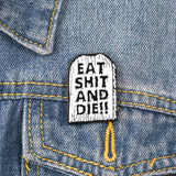 Tombstone Brooch Pin Punk Rude Letters Metal Badge Enamel Pin Button Fashion Gothic Dark Jewelry Halloween Gift for Women Men - webtekdev