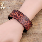 Dawapara Retro Slavic Knot Sigil Ethnic Style Viking Studded Cuff Wristband Men's Leather Bracelet Drop Shipping (Red 20cm) - webtekdev