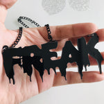 Exaggerated English Letter Freak Black Acrylic Pendant Necklace for Women Men New Fashion Unisex Hiphop Cool Punk Necklace 2019 - webtekdev