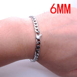 Men Women Stainless Steel Bracelet 6/8/12 mm 8 Inches Curb Chain Vintage Jewelry Punk Fan Factory Offer - webtekdev